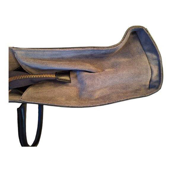 Alberta Di Canio Satchel Made in Italy Black Leather Purse with Gray Suede Trim - Picture 11 of 16